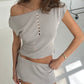 Knit Button Mini Skirt